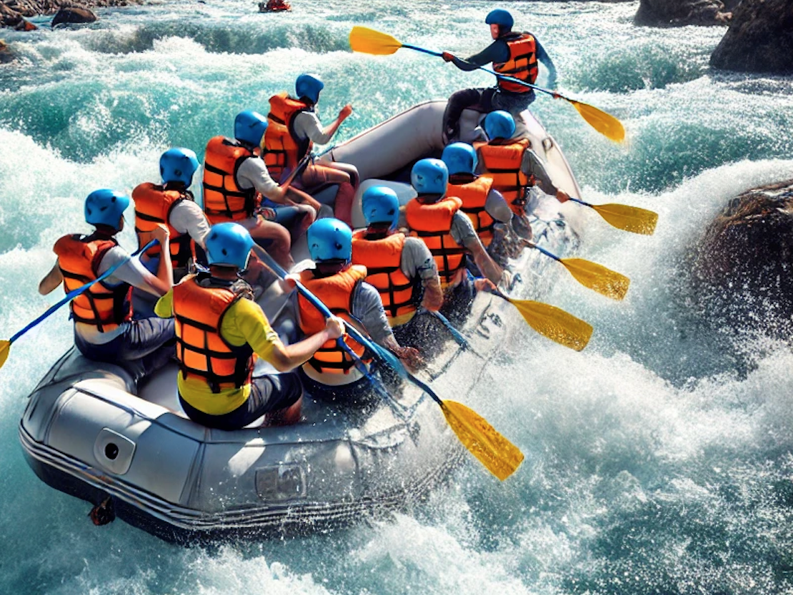 Grup fent rafting al Parc Olímpic del Segre
